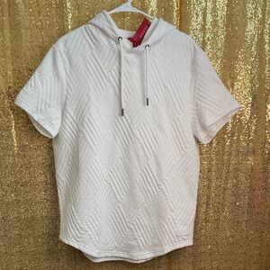 Guess White Textured Hoodie T-Shirt